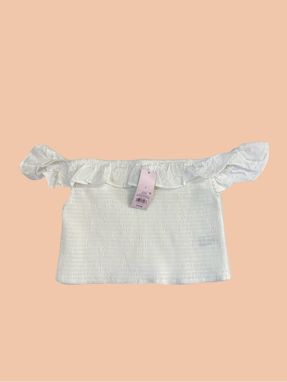 Wild Fable White Smocked Off-Shoulder Crop Top